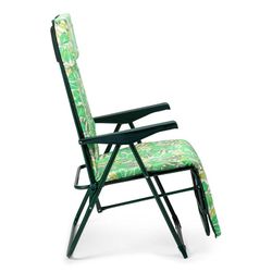 Lettino pieghevole, 60 x 76 x 108 cm, in acciaio e tessuto verde | Collezione Hojas