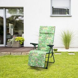 Lettino pieghevole, 60 x 76 x 108 cm, in acciaio e tessuto verde | Collezione Hojas
