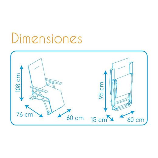 Lettino pieghevole, 60 x 76 x 108 cm, in acciaio e tessuto verde | Collezione Hojas