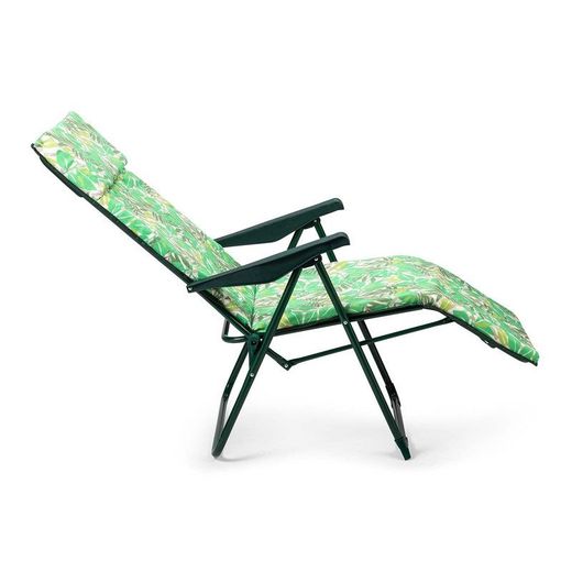 Lettino pieghevole, 60 x 76 x 108 cm, in acciaio e tessuto verde | Collezione Hojas