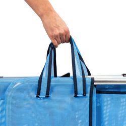 Tumbona plegable, 61 x 190 x 30 cm, de aluminio y textilene en azul | Colección Beach