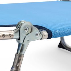 Tumbona plegable, 61 x 190 x 30 cm, de aluminio y textilene en azul | Colección Beach
