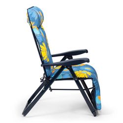 Lettino pieghevole, 62 x 86 x 114 cm, in acciaio e tessuto multicolore | Collezione Floral