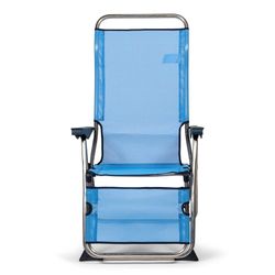 Lettino pieghevole, 63 x 75 x 114 cm, in alluminio e textilene blu | Collezione Beach