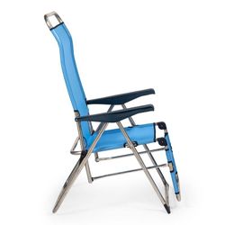 Lettino pieghevole, 63 x 75 x 114 cm, in alluminio e textilene blu | Collezione Beach