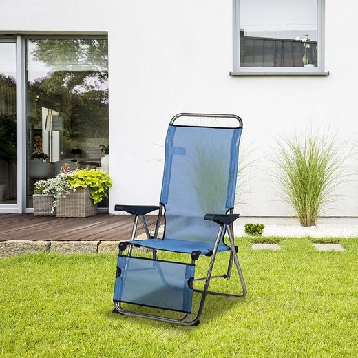 Lettino pieghevole, 63 x 75 x 114 cm, in alluminio e textilene blu | Collezione Beach