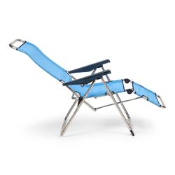 Lettino pieghevole, 63 x 75 x 114 cm, in alluminio e textilene blu | Collezione Beach