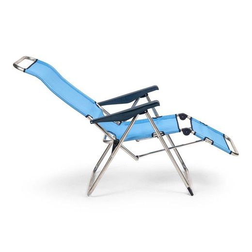 Lettino pieghevole, 63 x 75 x 114 cm, in alluminio e textilene blu | Collezione Beach