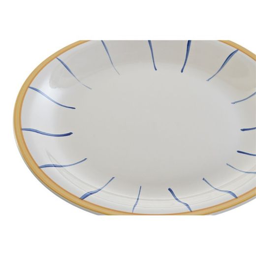Servizio da tavola in grès multicolore da 18 pezzi | Collezione Righe Blu