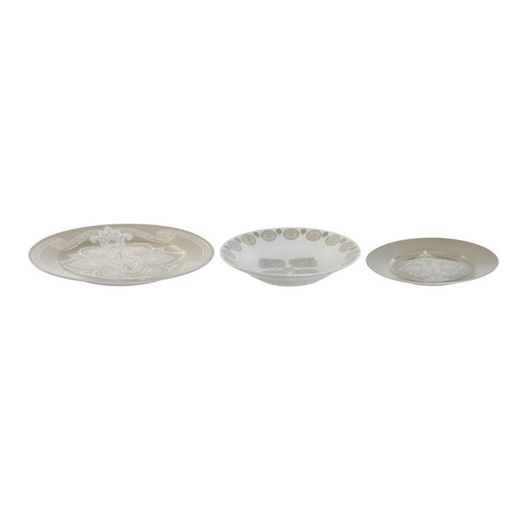 Servizio da tavola in porcellana da 18 pezzi in beige e bianco | Collezione Delhi