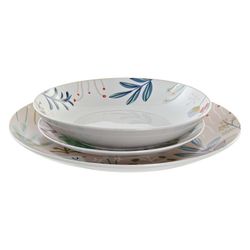 Servizio da tavola in porcellana da 18 pezzi in beige e multicolor | Collezione Fiori II