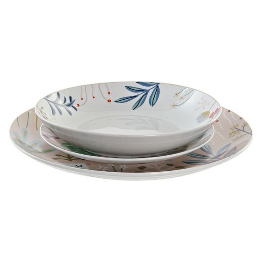 Servizio da tavola in porcellana da 18 pezzi in beige e multicolor | Collezione Fiori II