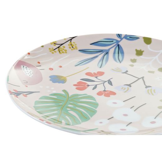 Servizio da tavola in porcellana da 18 pezzi in beige e multicolor | Collezione Fiori II