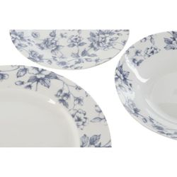 Servizio da tavola in porcellana da 18 pezzi bianco e blu | Collezione Floreale Blu