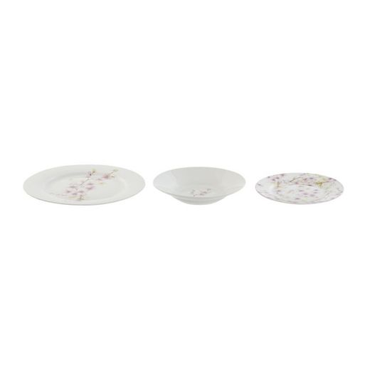 Servizio da tavola in porcellana da 18 pezzi multicolore | Collezione Almendro rosa