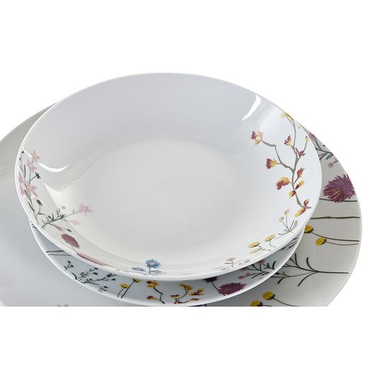 Vajilla de 18 piezas de porcelana en multicolor | Colección Flores