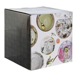 Vajilla de 18 piezas de porcelana en multicolor | Colección Hojas