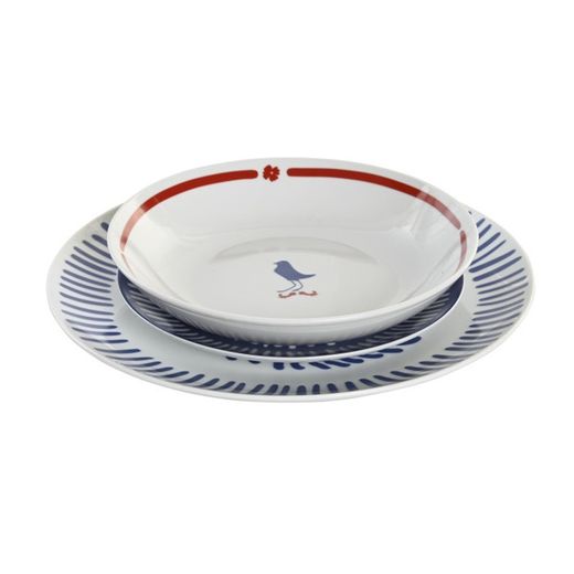 Vajilla de 18 piezas de porcelana en multicolor | Colección Mediterráneo