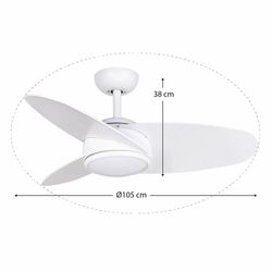 Ventilatore da soffitto, 105 cm Ø x 38 cm, in legno e metallo bianco | Collezione Levante DC