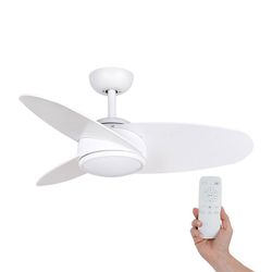 Ventilatore da soffitto, 105 cm Ø x 38 cm, in legno e metallo bianco | Collezione Levante DC