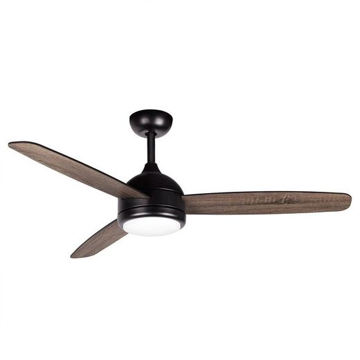 Ventilatore da soffitto, 132 cm Ø x 40 cm, in legno e metallo, colore noce e nero opaco | Collezione Siroco DC