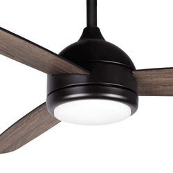 Ventilatore da soffitto, 132 cm Ø x 40 cm, in legno e metallo, colore noce e nero opaco | Collezione Siroco DC