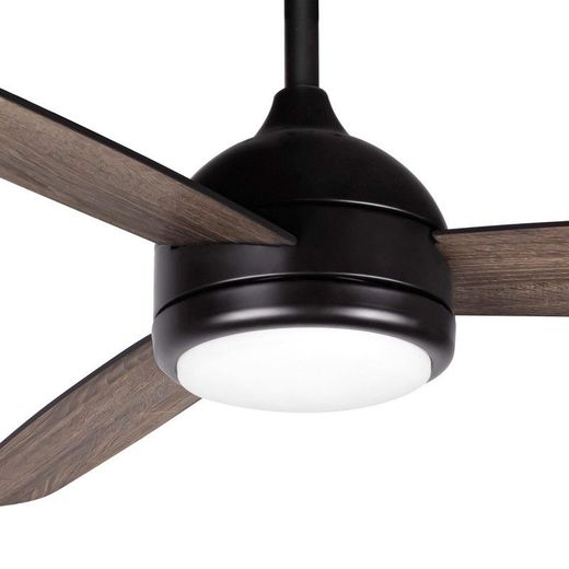Ventilatore da soffitto, 132 cm Ø x 40 cm, in legno e metallo, colore noce e nero opaco | Collezione Siroco DC