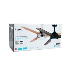 Ventilatore da soffitto, 132 cm Ø x 40 cm, in legno e metallo naturale e argento | Collezione Siroco DC