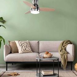 Ventilatore da soffitto, 92 cm Ø x 34 cm, in legno e metallo, finitura naturale e argento | Collezione Mistral DC