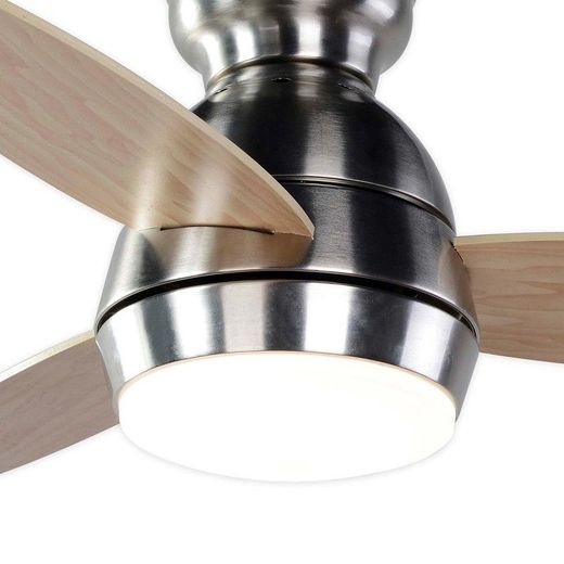 Ventilatore da soffitto, 92 cm Ø x 34 cm, in legno e metallo, finitura naturale e argento | Collezione Mistral DC