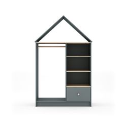 Armadio, 110 x 45 x 180 cm, in legno di pino verde e naturale | Collezione Estefania
