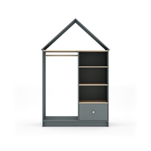 Armadio, 110 x 45 x 180 cm, in legno di pino verde e naturale | Collezione Estefania