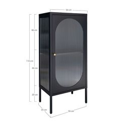 Vetrina, 50 x 35 x 110 cm, in acciaio nero | Collezione Adelaide