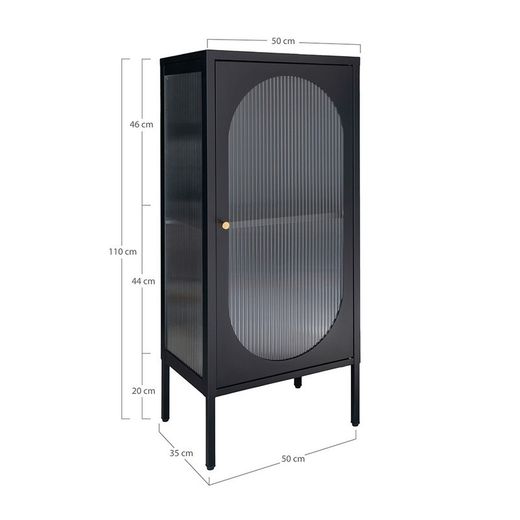 Vetrina, 50 x 35 x 110 cm, in acciaio nero | Collezione Adelaide