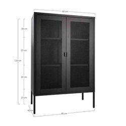 Vetrina, 80 x 40 x 120 cm, in acciaio nero | Collezione Melbourne