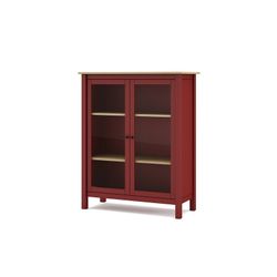 Vetrina, 90 x 40 x 110 cm, in legno di pino con finitura granata | Collezione Misti
