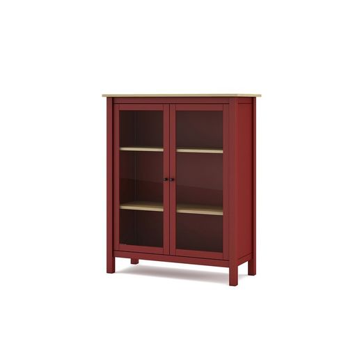 Vetrina, 90 x 40 x 110 cm, in legno di pino con finitura granata | Collezione Misti