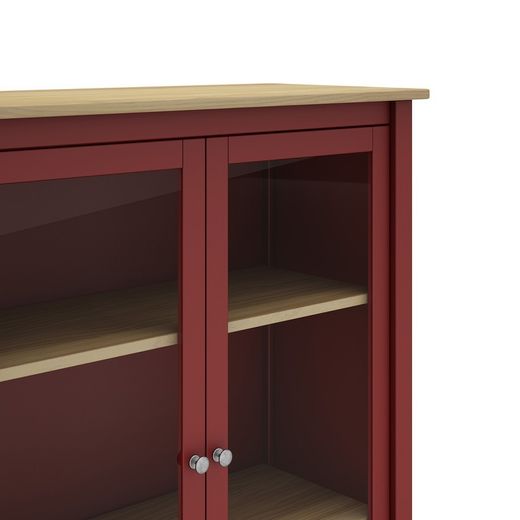 Vetrina, 90 x 40 x 110 cm, in legno di pino con finitura granata | Collezione Misti