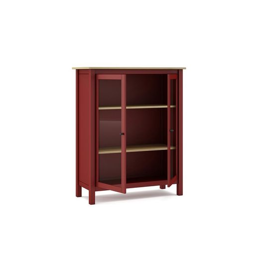 Vetrina, 90 x 40 x 110 cm, in legno di pino con finitura granata | Collezione Misti