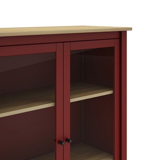 Vetrina, 90 x 40 x 110 cm, in legno di pino con finitura granata | Collezione Misti