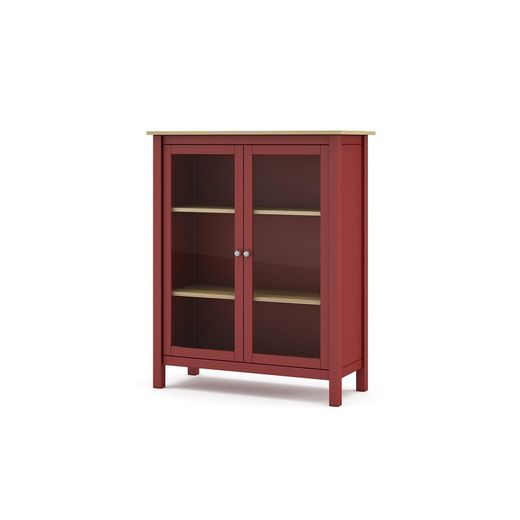 Vetrina, 90 x 40 x 110 cm, in legno di pino con finitura granata | Collezione Misti