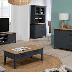 Vetrina, 90 x 40 x 180 cm, in legno di pino blu | Collezione Miranda