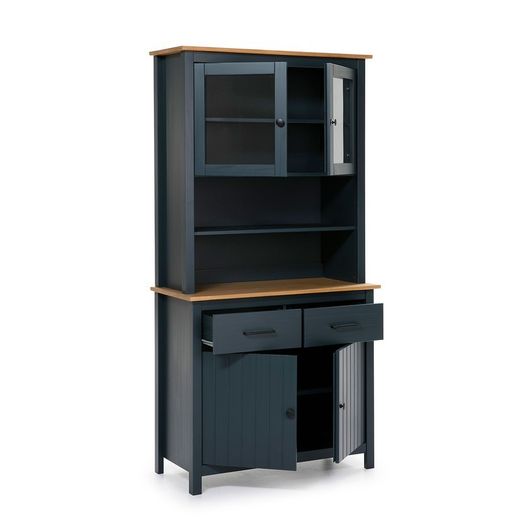 Vetrina, 90 x 40 x 180 cm, in legno di pino blu | Collezione Miranda