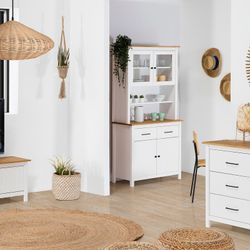 Vetrina, 90 x 40 x 180 cm, in legno di pino bianco | Collezione Miranda