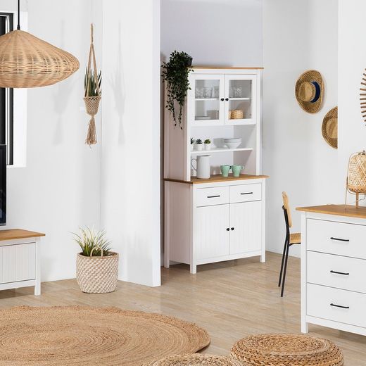 Vetrina, 90 x 40 x 180 cm, in legno di pino bianco | Collezione Miranda