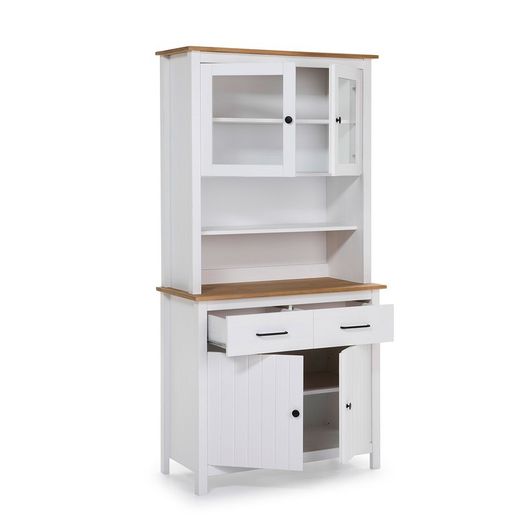 Vetrina, 90 x 40 x 180 cm, in legno di pino bianco | Collezione Miranda
