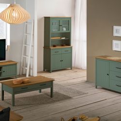 Vetrina, 90 x 40 x 180 cm, in legno di pino verde | Collezione Miranda