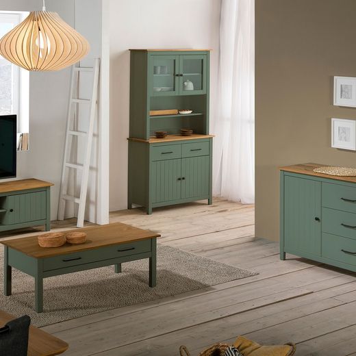 Vetrina, 90 x 40 x 180 cm, in legno di pino verde | Collezione Miranda