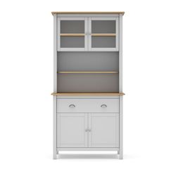 Vetrina, 90 x 40 x 180,5 cm, in legno bianco e naturale | Collezione Misti