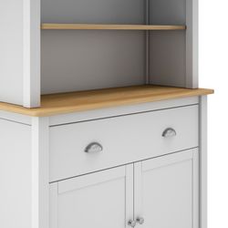 Vetrina, 90 x 40 x 180,5 cm, in legno bianco e naturale | Collezione Misti